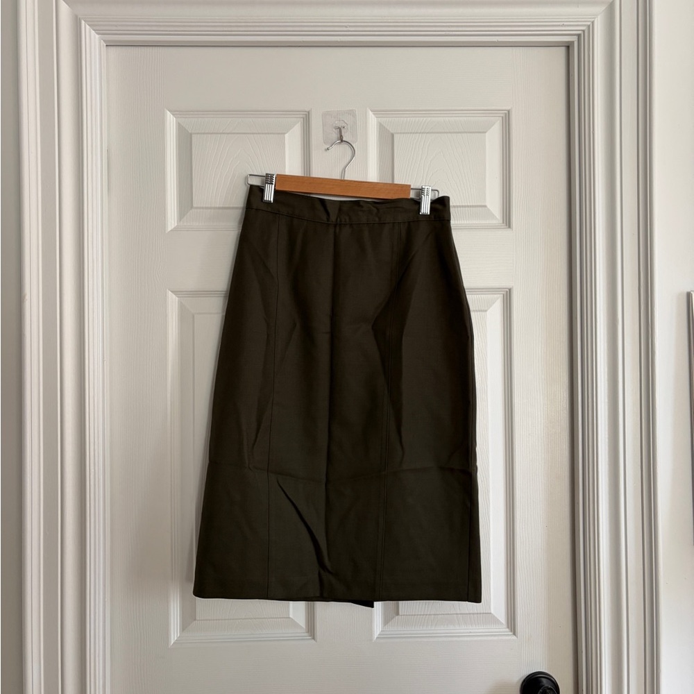 Vintage Bianca Pure Wool Olive Pencil Skirt